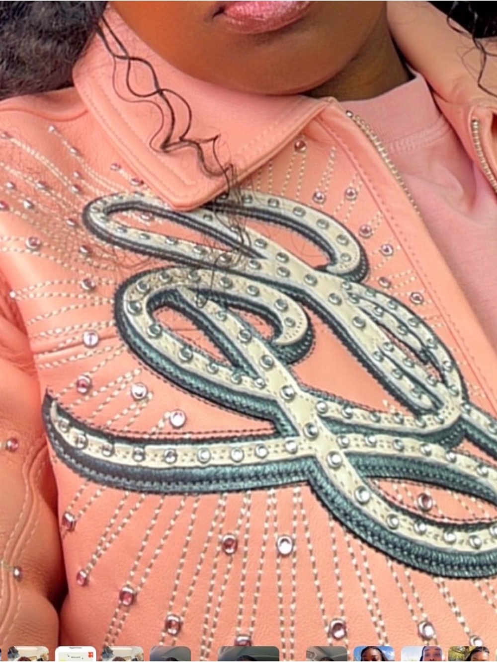 Pelle Pelle Pink Embellished Leather Jacket